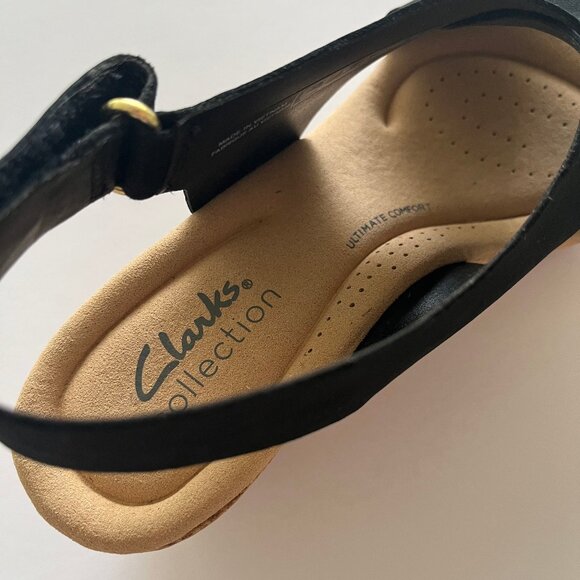 Clarks Annadel Eirwyn Suede Platform Comfort Wedge Cork Heel Sandal Black 6 - Picture 10 of 16
